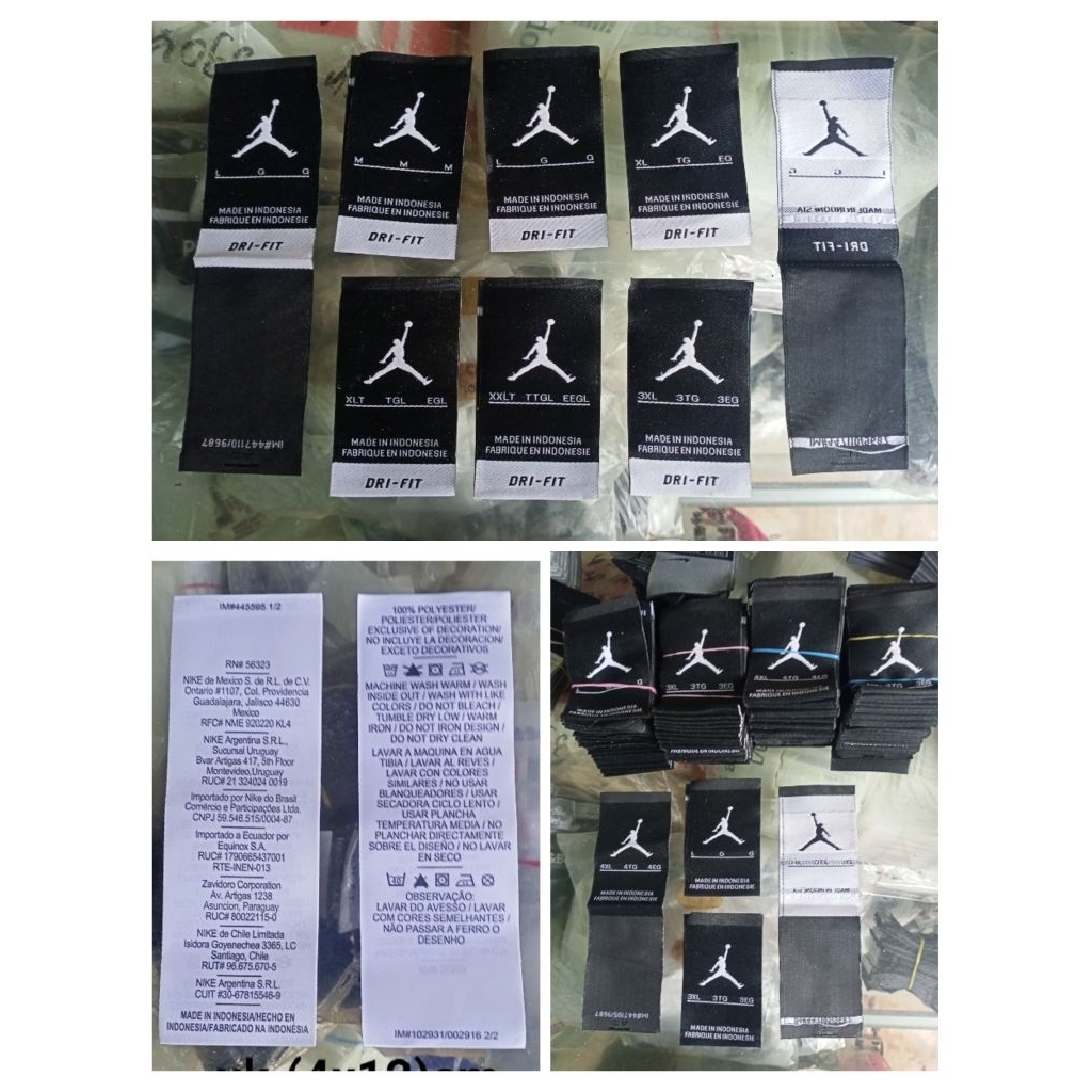 

tag label merek (logo size wash care) label tag sub nike jordan