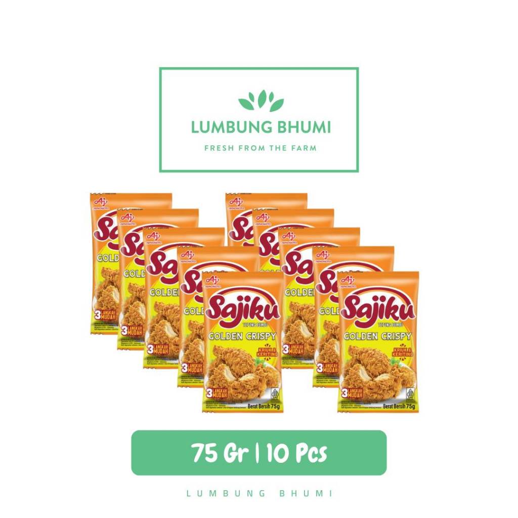 

SAJIKU Tepung Golden Crispy 75 Gr 1 Renceng 10 Pcs - Lumbung Bhumi