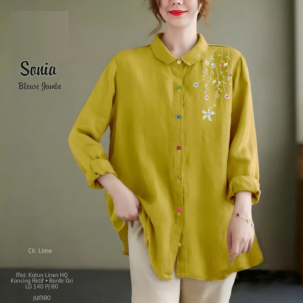 Sonia top blouse super jumbo bordir baju atasan wanita LD 140