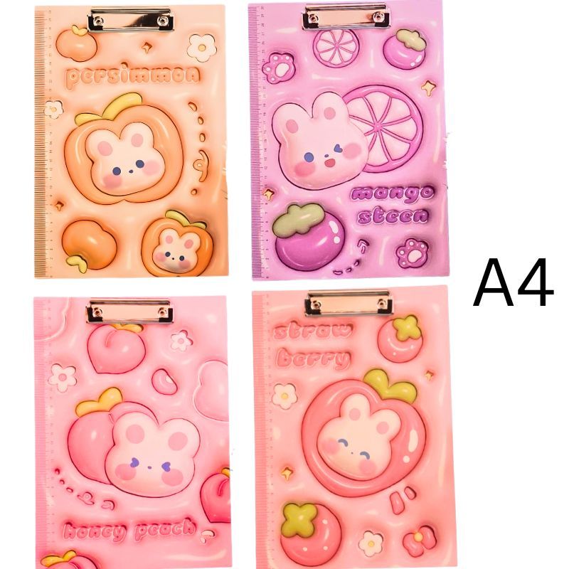 

Bellini - Papan jepit kertas / papan jalan / clip board motif kelinci putih buah