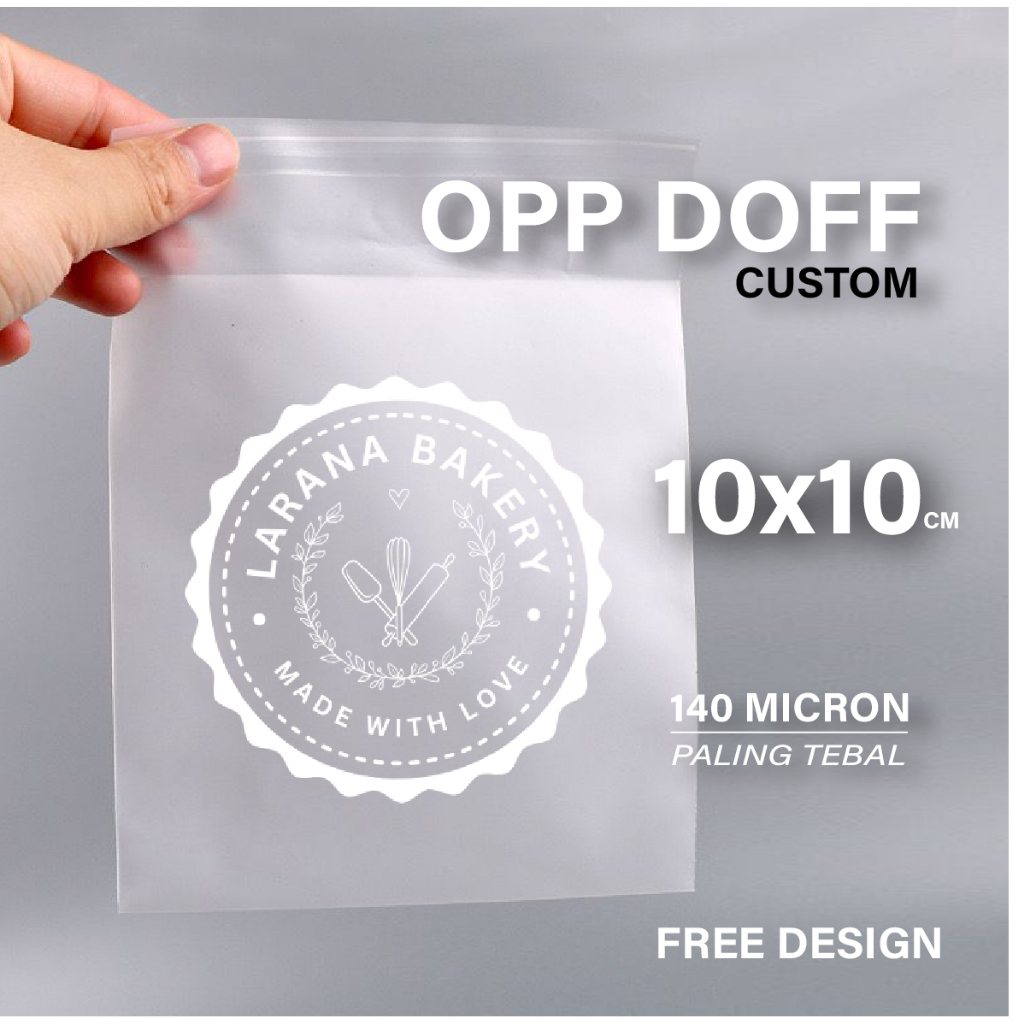 

Sablon Plastik OPP Doff Custom 10x10cm - Plastik Frosted Cookies Roti Kue Aksesoris Donat 10x10 cm - Plastik OPP Lem Doff Cetak Logo Gratis