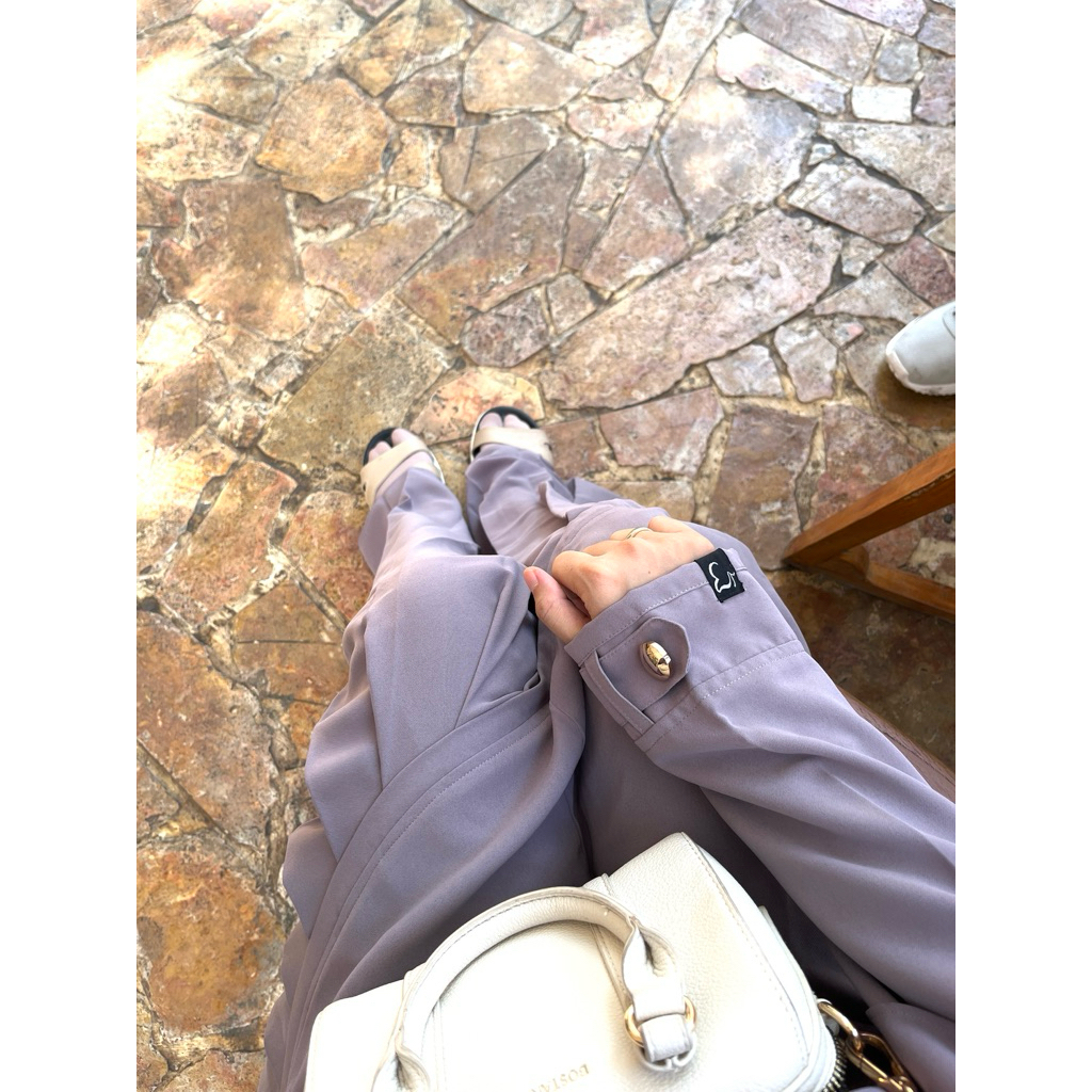 preloved abaya set khimar bonavista good condition grey