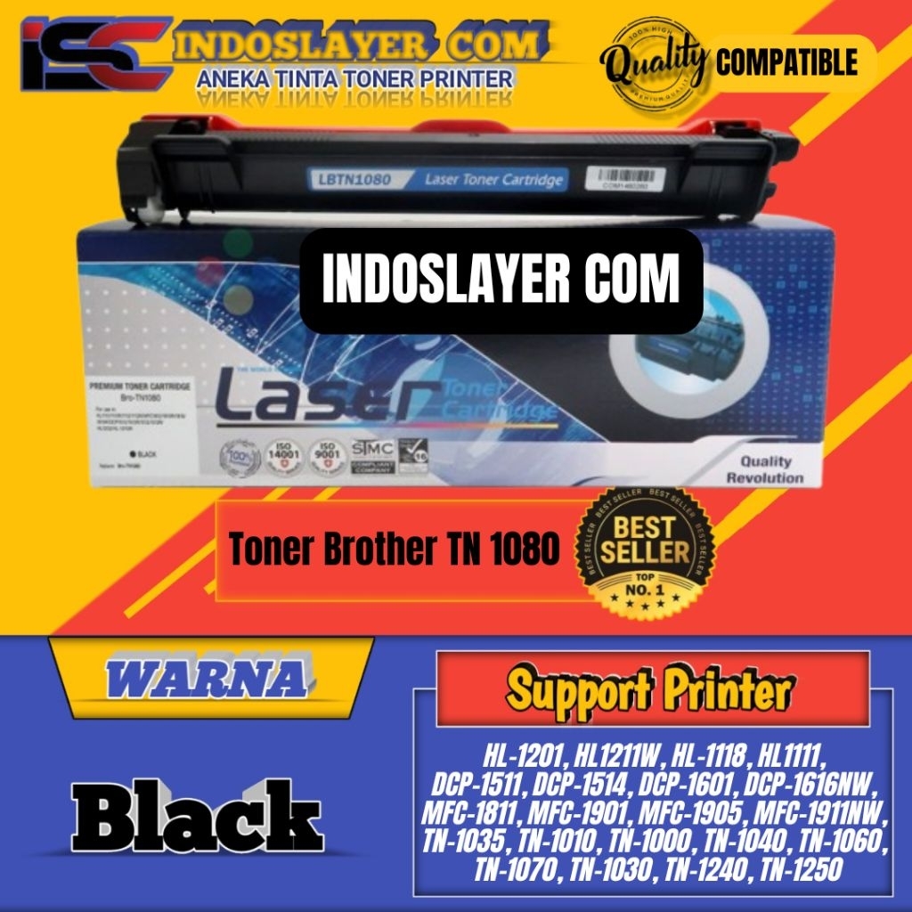 Cartridge Toner Brother TN-1080 TN 1080 Compatible Printer HL-1201, HL1211W, HL-1118, HL111
