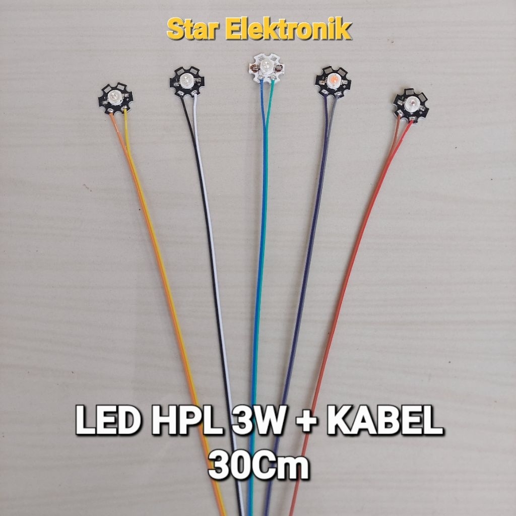LED 3 Watt HPL + Kabel 30 Cm Chip LED Emitter Cahaya Terang (DIY Lampu Sorot, Aquascape, dll)
