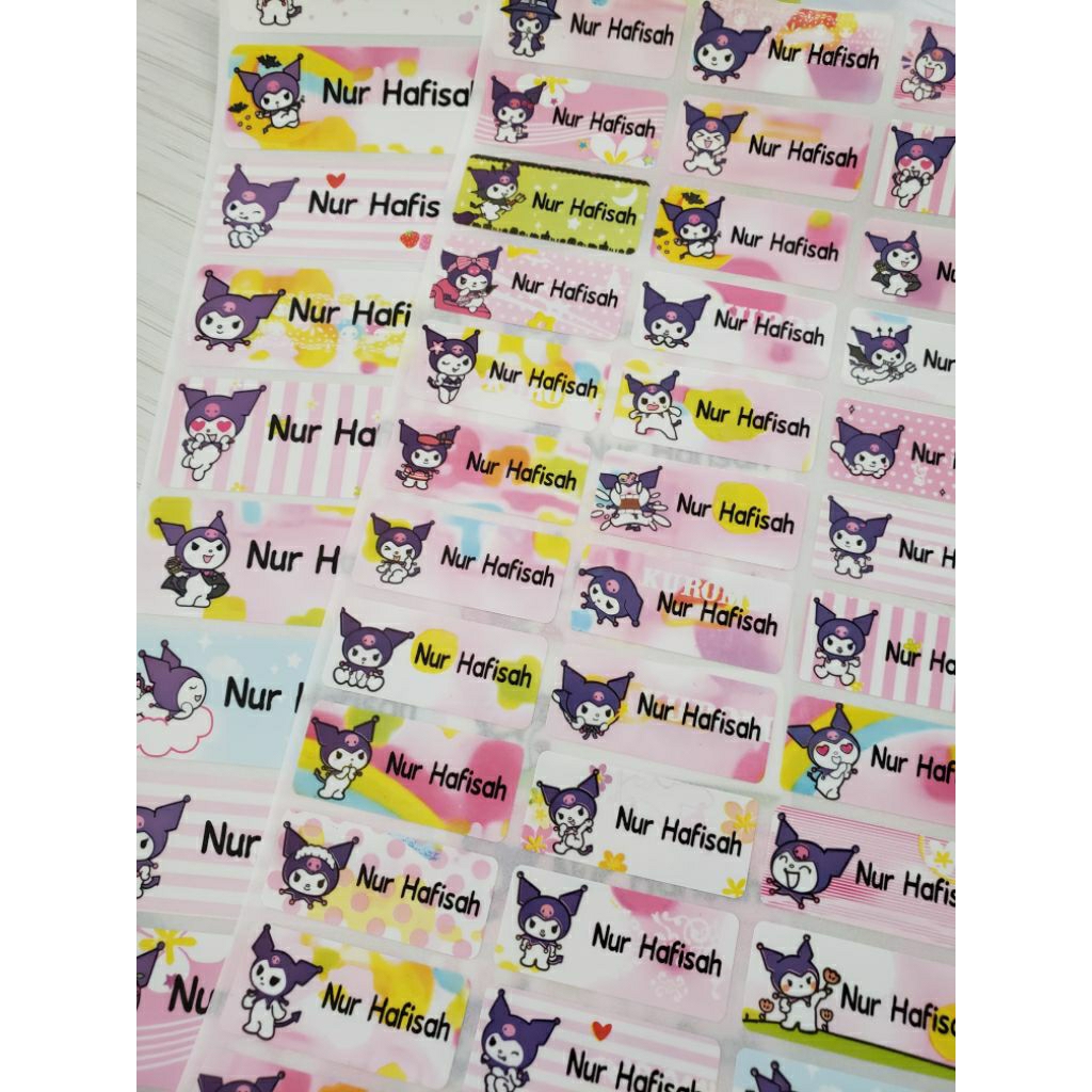 

Label Nama Stiker Waterproof Sticker anti air Kuromi Sanrio Name Tag Antiair