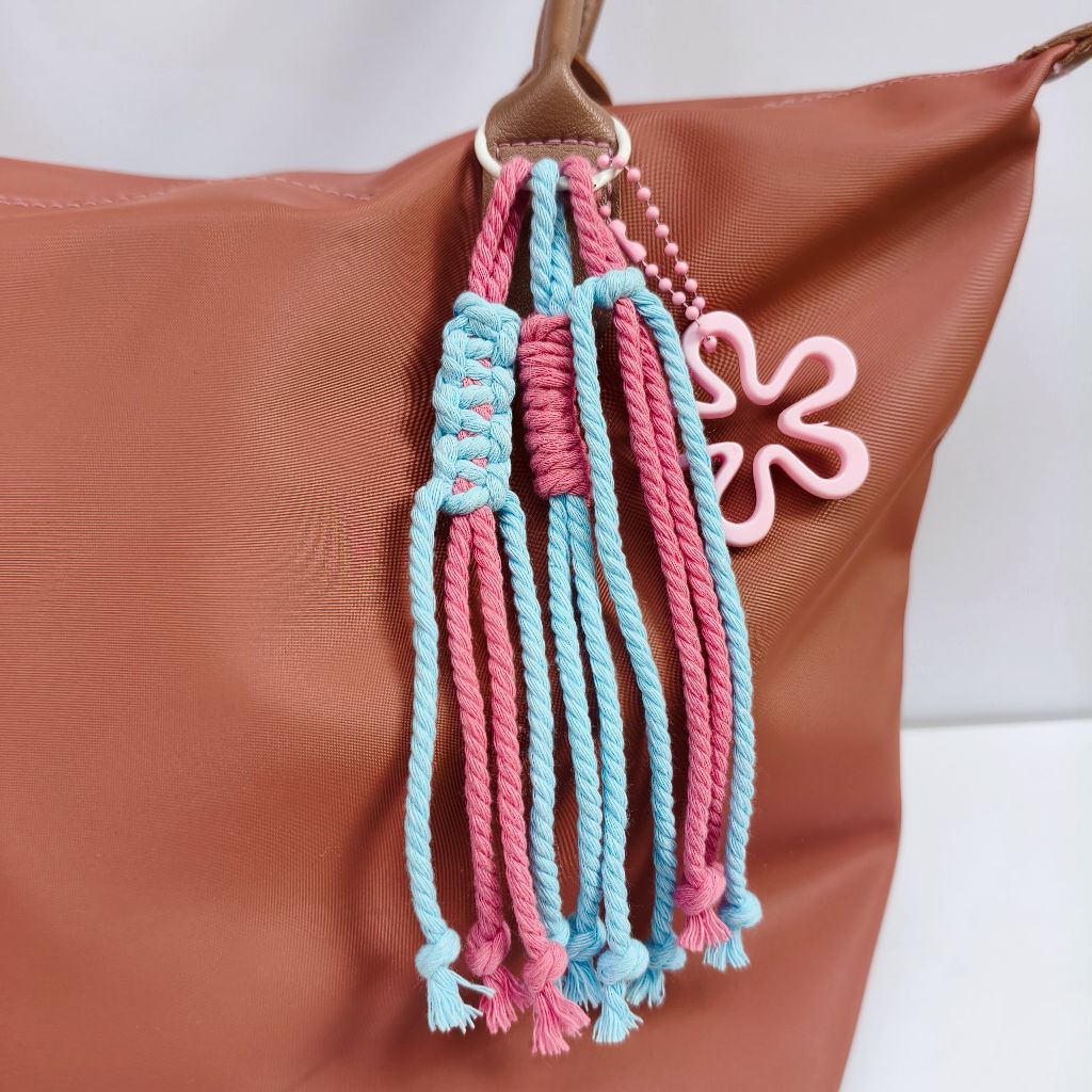 GANTUNGAN TAS MACRAME WARNA PASTEL - BAG CHARM TALI MACRAME LUCU - AKSESORIS TAS HANDMADE