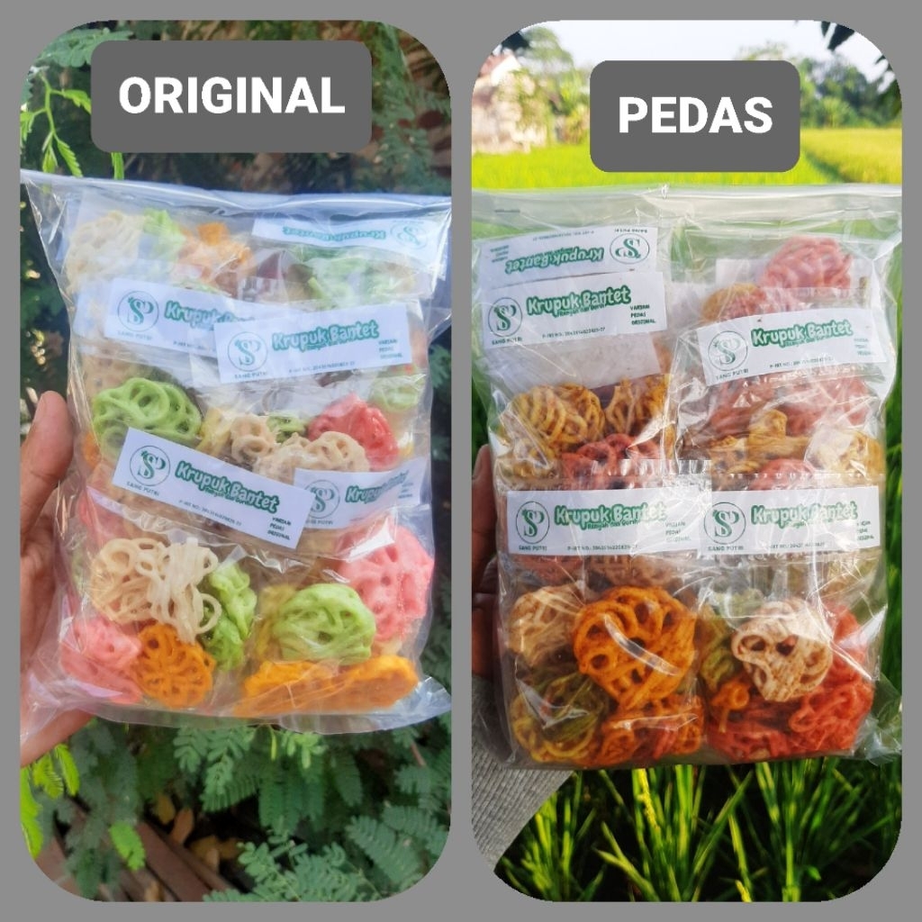 

krupuk bantet pedas dan ori/seblak pedas/krupuk seblak 1pak isi 10pcs 15gr