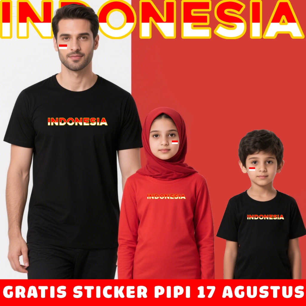 HOONEYBEE - KAOS INDONESIA KAOS 17 AGUSTUS MERAH PUTIH KAOS COWOK MERAH PUTIH KAOS CEWEK MERAH PUTIH