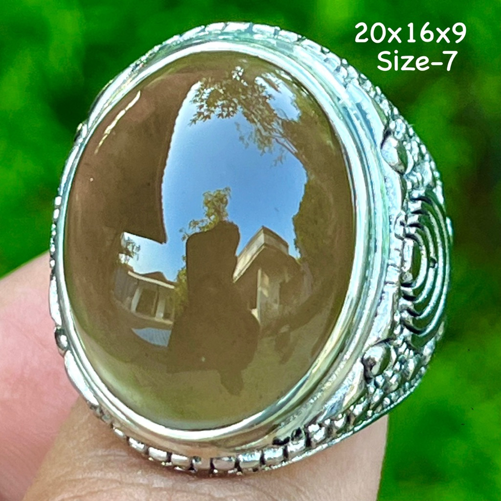 Cincin Batu Akik Natural Kecubung Asap (Asli Alam)