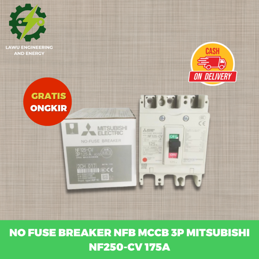 O FUSE BREAKER NFB MCCB 3P MITSUBISHI NF250-CV 175A