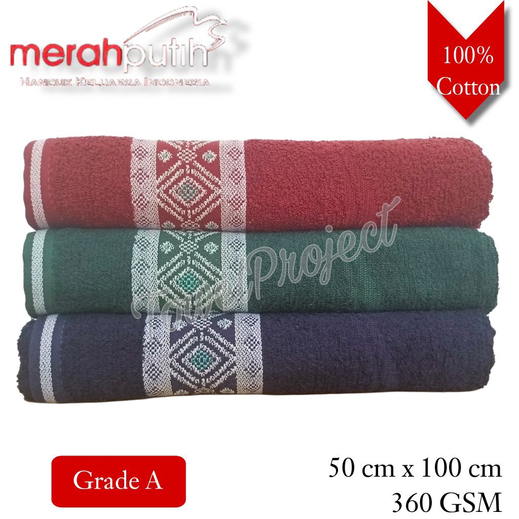 Handuk Merah Putih Motif 50x100 Cm Handuk Mandi Sedang Termurah