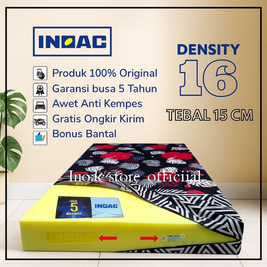 KASUR BUSA INOAC JAPAN QUALITY TEBAL 15 CM GARANSI BUSA 5 TAHUN ORIGINAL kasur busa inoac No 1,No 2,