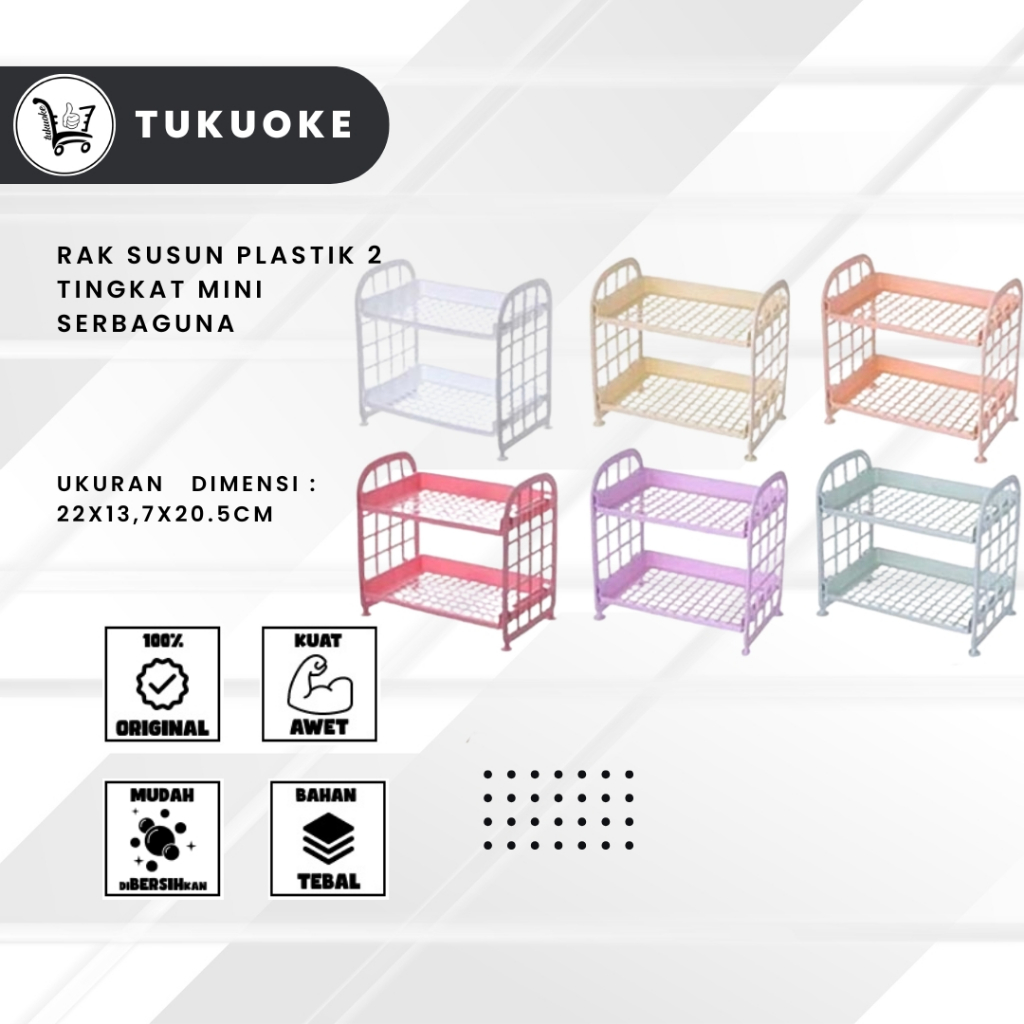 RAK SUSUN PLASTIK 2 TINGKAT Mini Serbaguna Rak Dapur Rak Buku Wastafel Multifungsi Rak Kosmetik