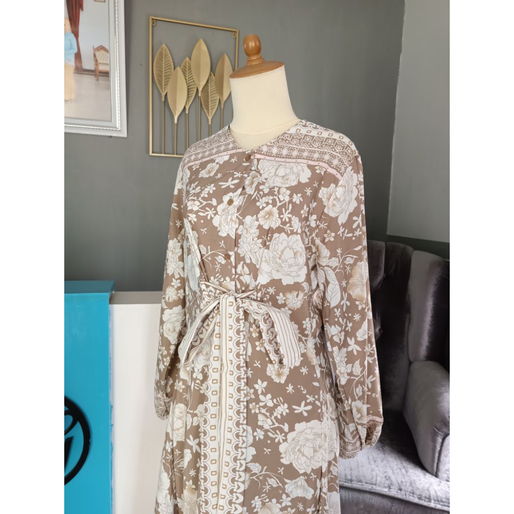 Gamis motif  Bunga Coklat
