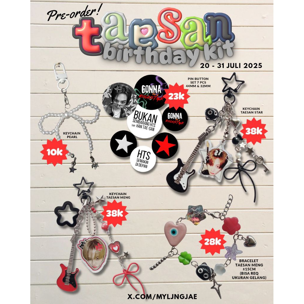 [PRE-ORDER] TAESAN BIRTHDAY KIT | HAN TAESAN KEYCHAIN ROCKSTAR | BRACELET MENG | SPARKLESLIFEE ITEMS