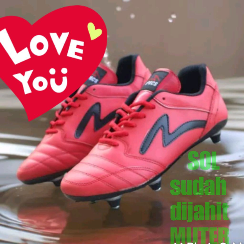 sepatu bola kulit sapi asli specs pull besi outsol sudah dijahit muter