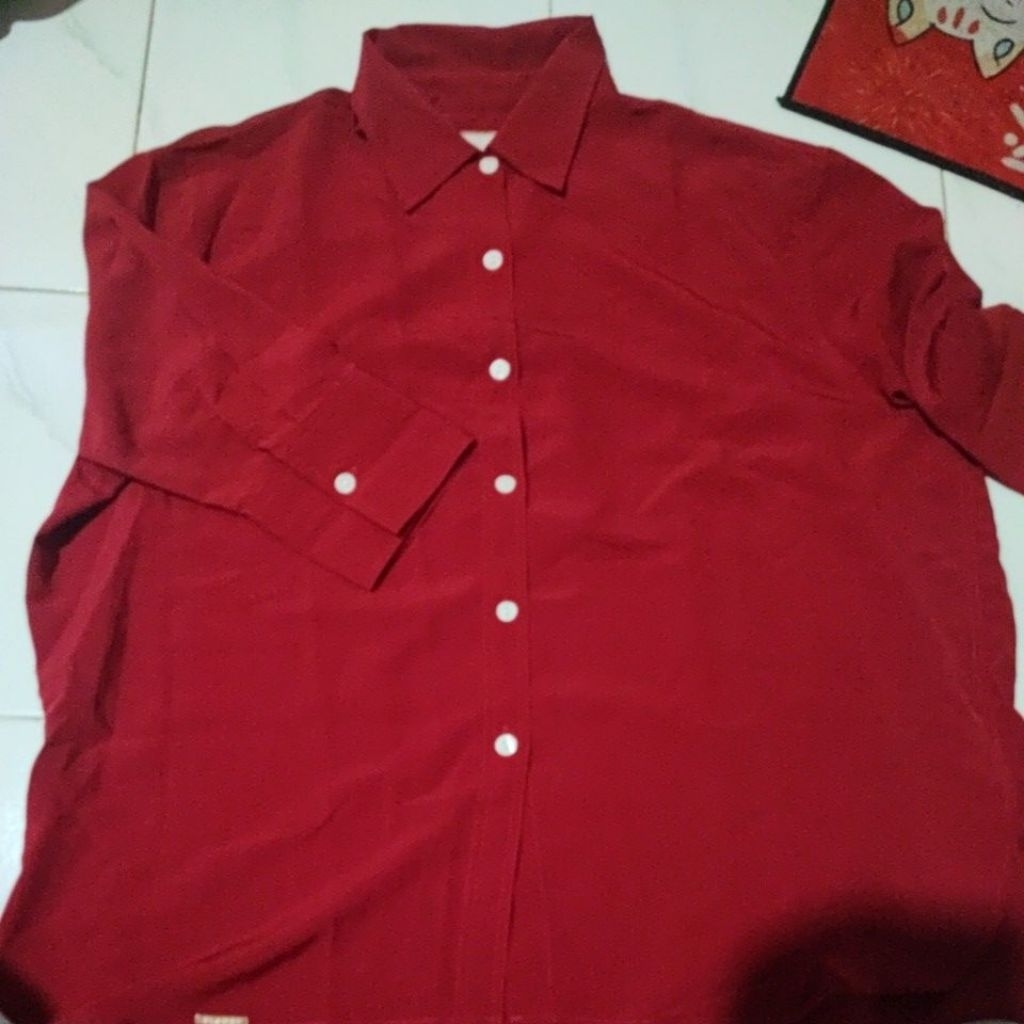 Preloved Murah Wearing Klamby size M. Kemeja/ Blouse Oversize Merah