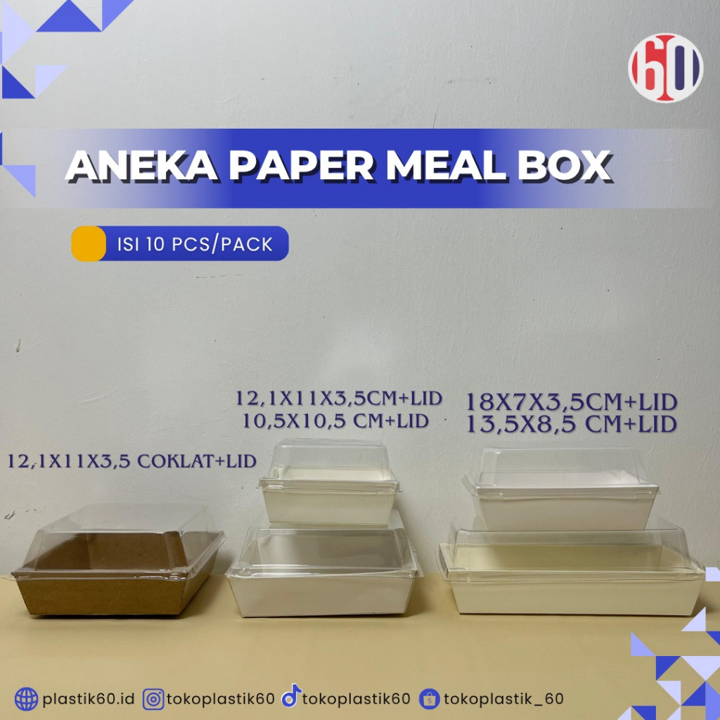 Paper Meal Box + Lid Mika - Paper Lunch Box, Burger Box, Box Hot Dog, Cake Box, Mika Box, tray meal,
