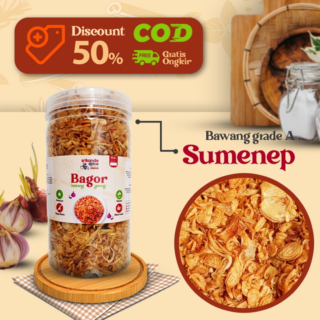 

Bawang Goreng Asli Tanpa Tepung 300 Gram Sumenep Premium Kriuk Renyah Krispi Tanpa Pengawet Tanpa Minyak Tahan Lama