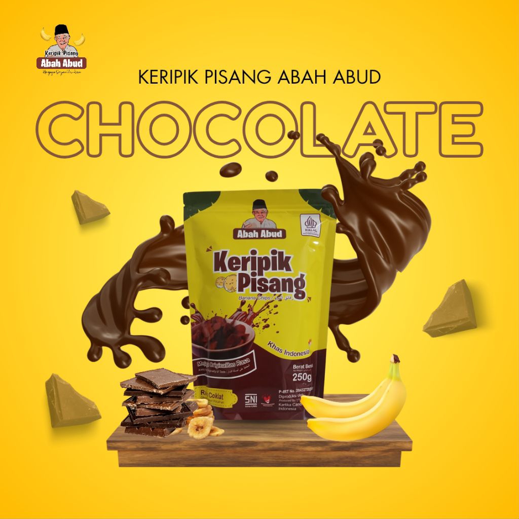 

Abah Abud - Keripik Pisang Rasa Coklat Kemasan Ziplock 250 gram dan 110 gram | Kripik Pisang Renyah Manis Crispy