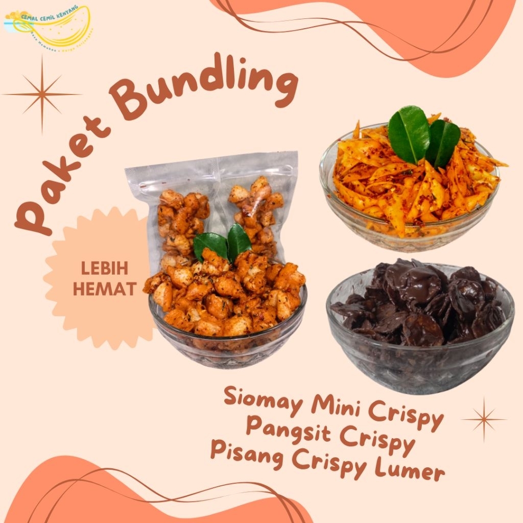 

paket Bundling siomay mini pedas , pangsit pedas & pisang lumer
