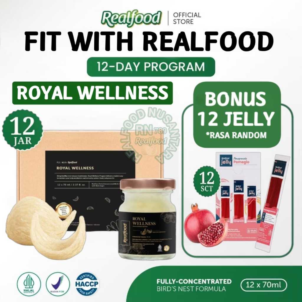 

Realfood Royal Wellness 6 Botol & 12 Botol Bonus Jelly ( Minuman Sarang Burung Walet ) RN789
