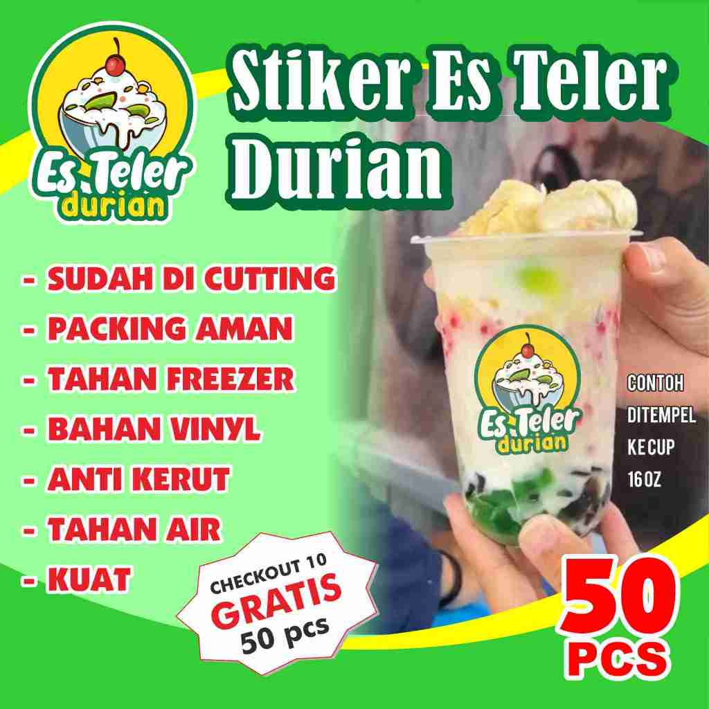 

stiker es teler durian label cup botol anti air bahan VINYL 50pcs