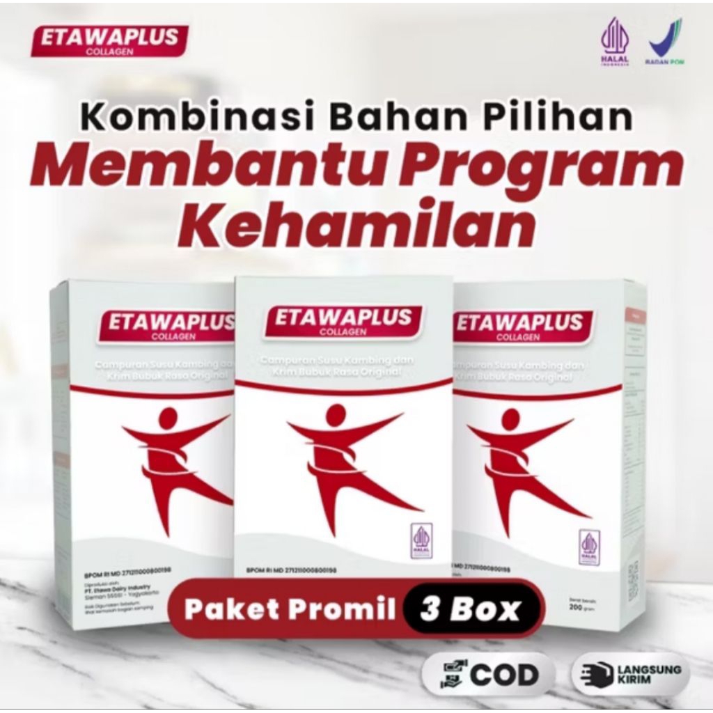 

ETAWAPLUS COLLAGEN - Paket Promil 3 Box Susu Kambing Etawa dan Collagen