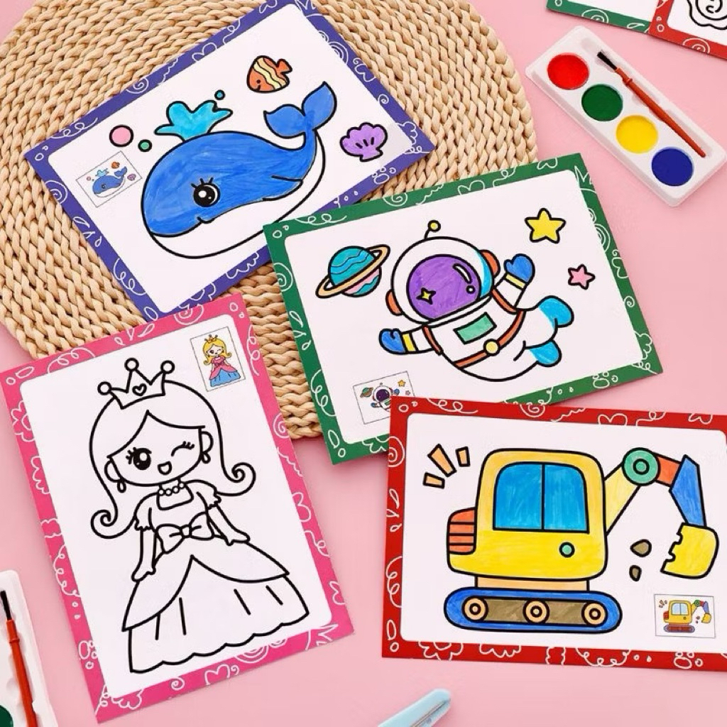 Mainan Mewarnai Kertas Menggunakan Cat Air Melukis Kertas Gambar Cat Air