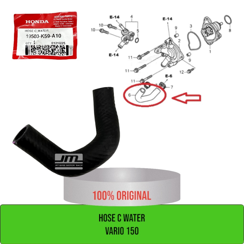 Hose c water selang radiator vario 150 19503-K59-A10