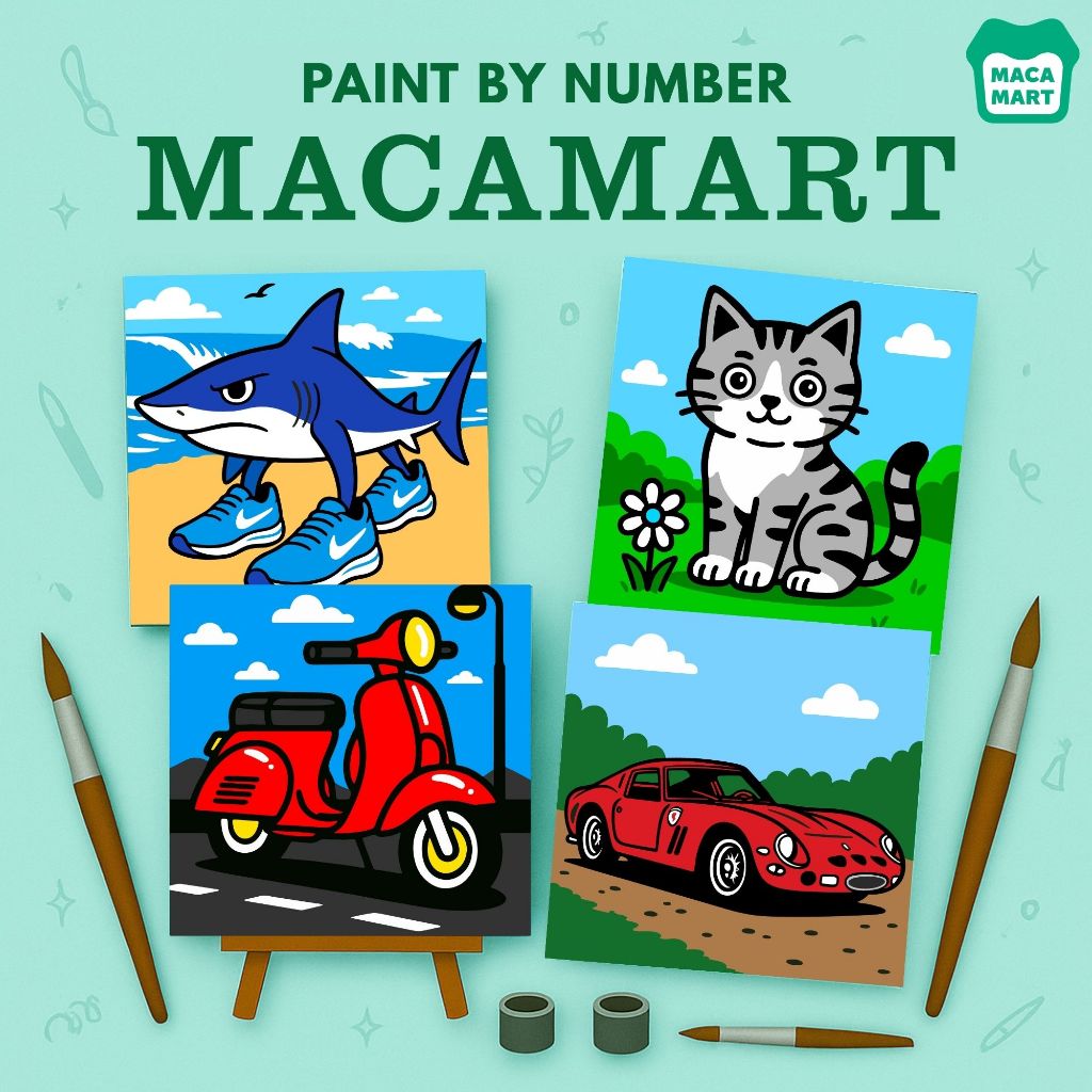 

Paint By Number Kit | DIY Lukisan [ All Design ] - Macamart I Kanvas 20 x 20 cm
