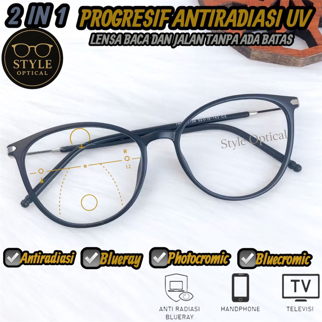 Kacamata Wanita Progresif Baca Dan Jalan Kacamata Progresif Blueray-Progresif