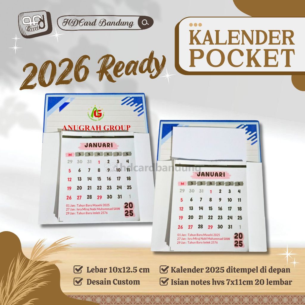

Kalender Pocket Desain Custom Kalender Meja Souvenir Nikah Usaha dll l Kalpo