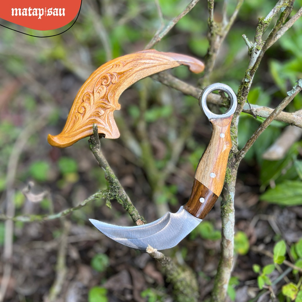 Karambit Silat Jati Ukir Baja Asli