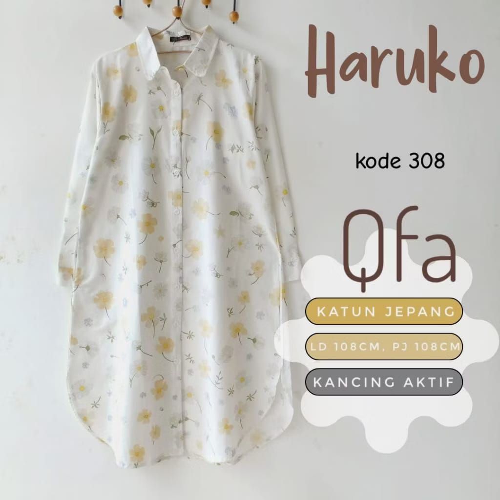 Baju Atasan Tunik Wanita dewasa bahan katun jepang haruko
