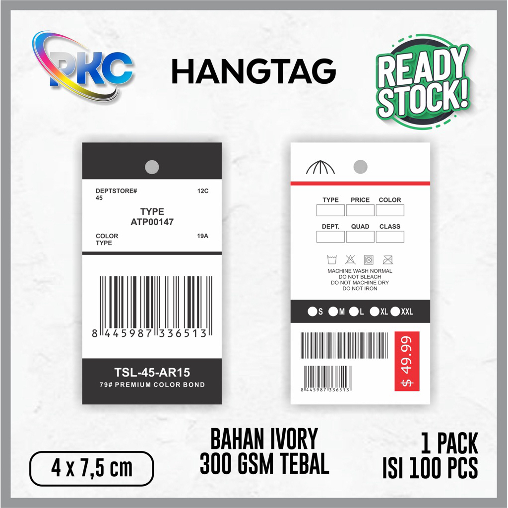 

(100pcs) hangtag label baju/ hang tag barcode murah/ hangtag thriff/ hangtag import