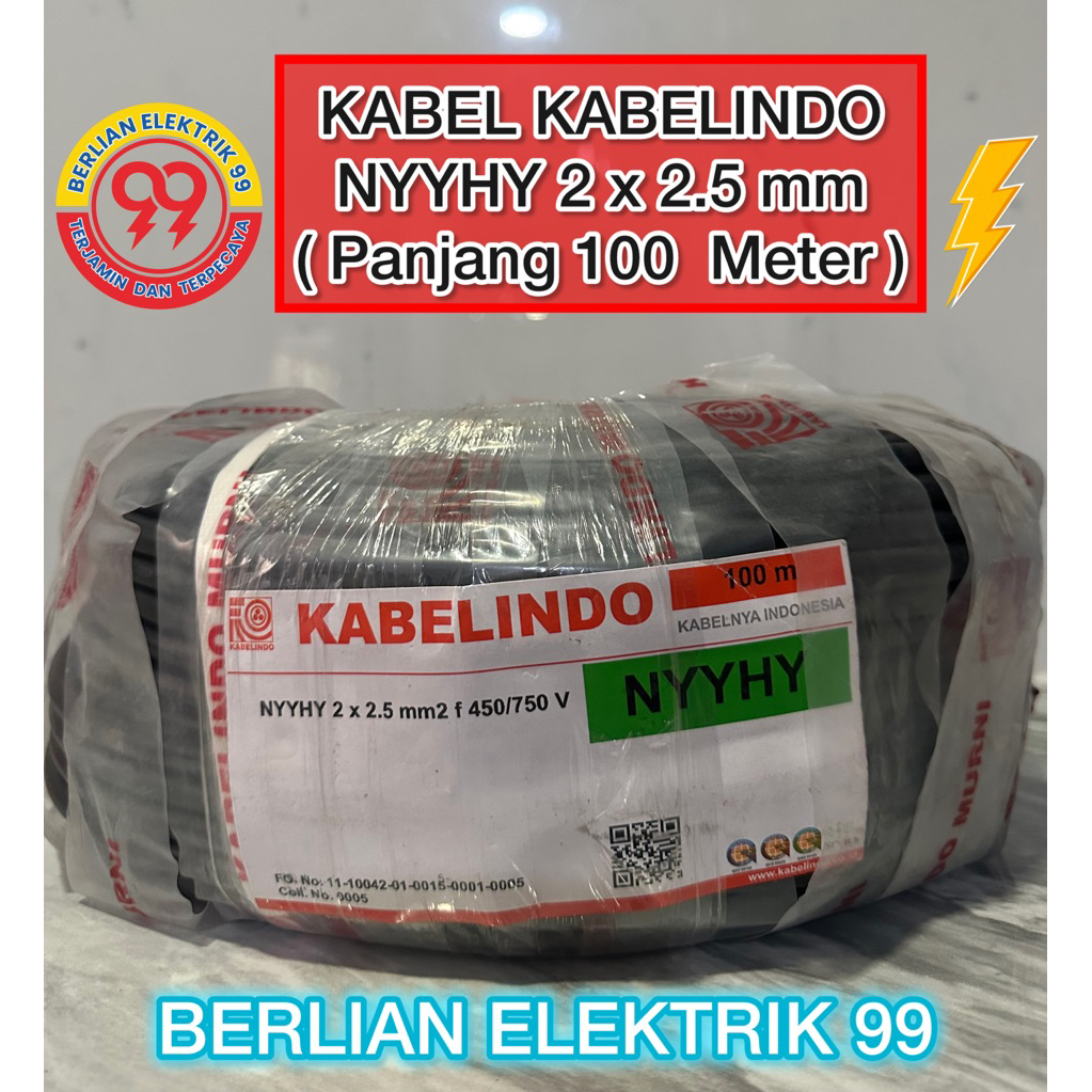 Kabel NYYHY serabut 2x2,5mm (1roll 100meter)/KABELINDO NYYHY