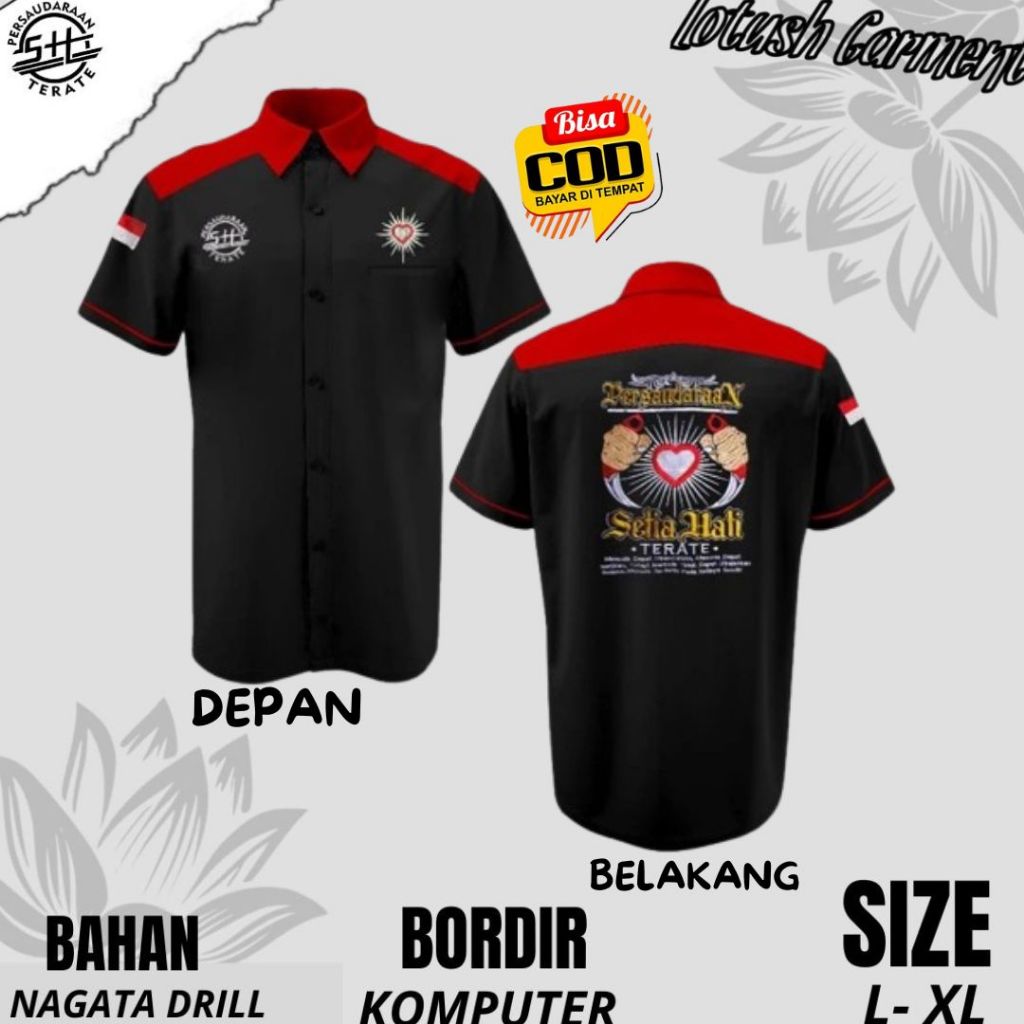 Hem  Warga Psht - Kemeja Full Bordir Lengan Pendek - Kemeja Keren