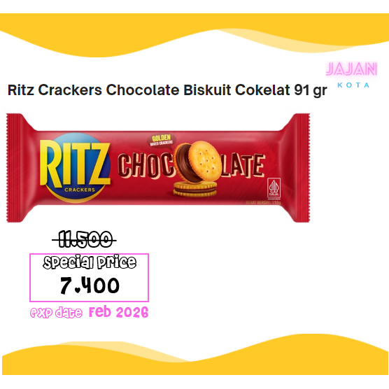 

Ritz Crackers Chocolate Biskuit Cokelat 91 gram