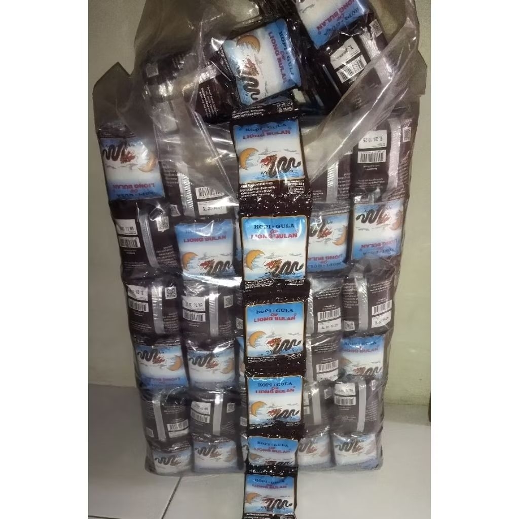 

5 Pack Kopi liong/bulan/saset Kopi mudah untuk di seduh/Kopi+gula 28g