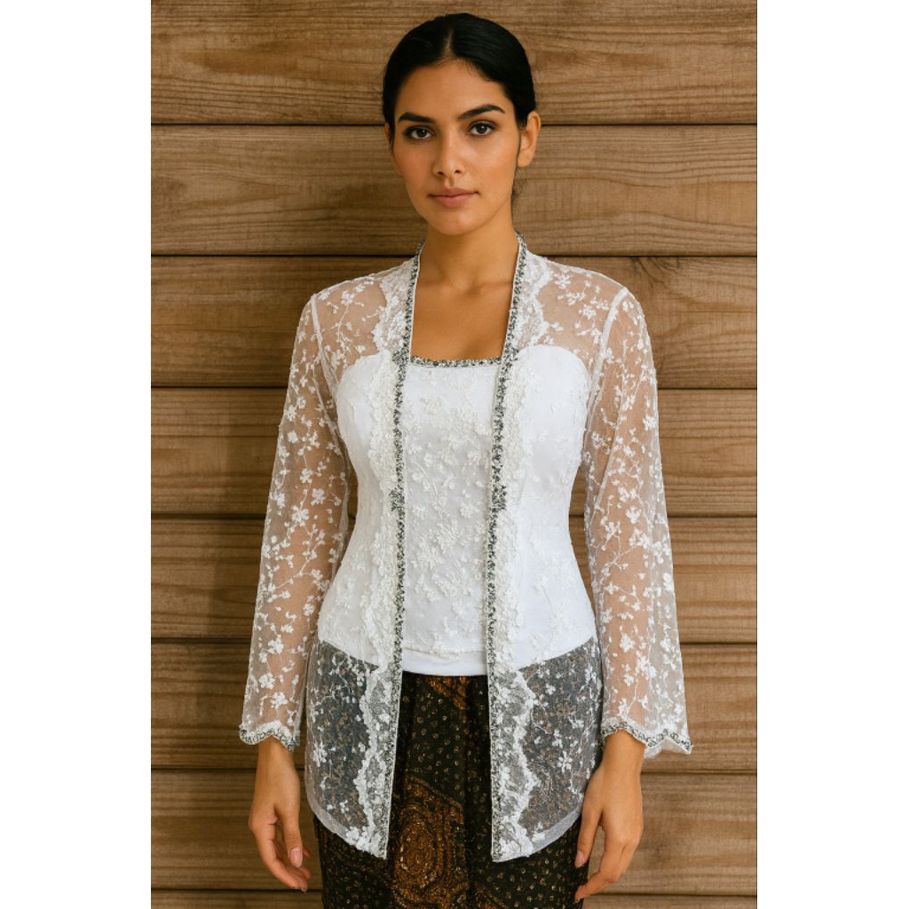 Kebaya Modern Kutubaru Wisuda Warna Putih 184