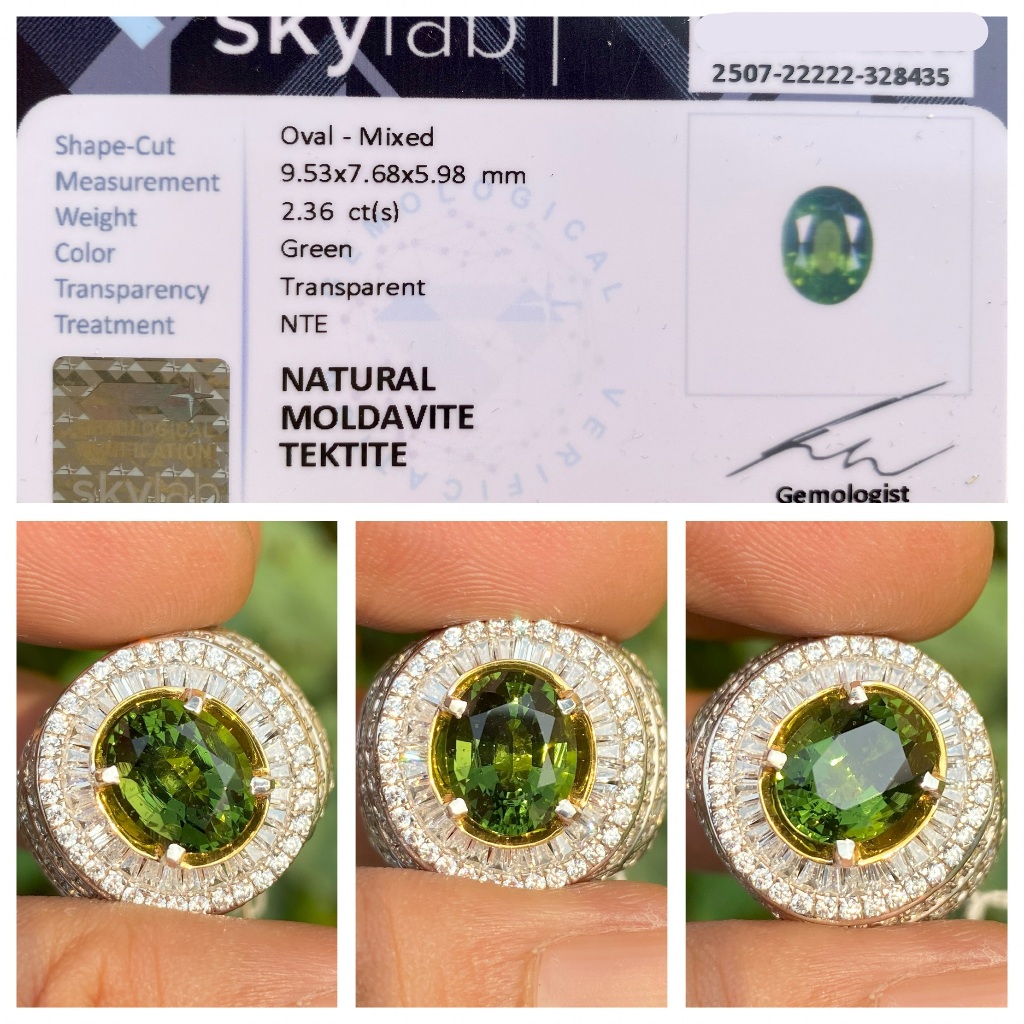 Natural 2.36ct moldavite tektite batu meteor asli ceko
