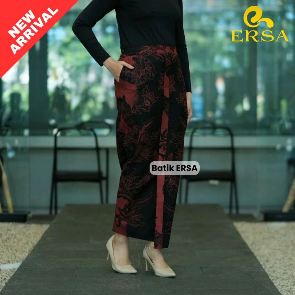 ERSA Rok Batik Bawahan Wanita Jarik Wiru Manten Khas Solo Motif PATRALOKA Warna MERAH MAROON HITAM B