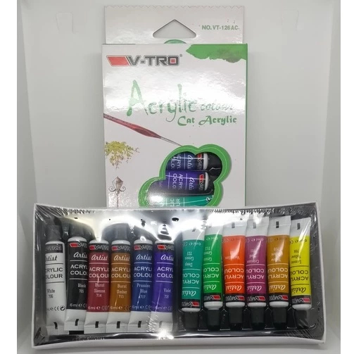 

Cat Acrylic merk V-TRO isi 12 warna cet Akrilik vtro Ori 100% Original Asli Authentic