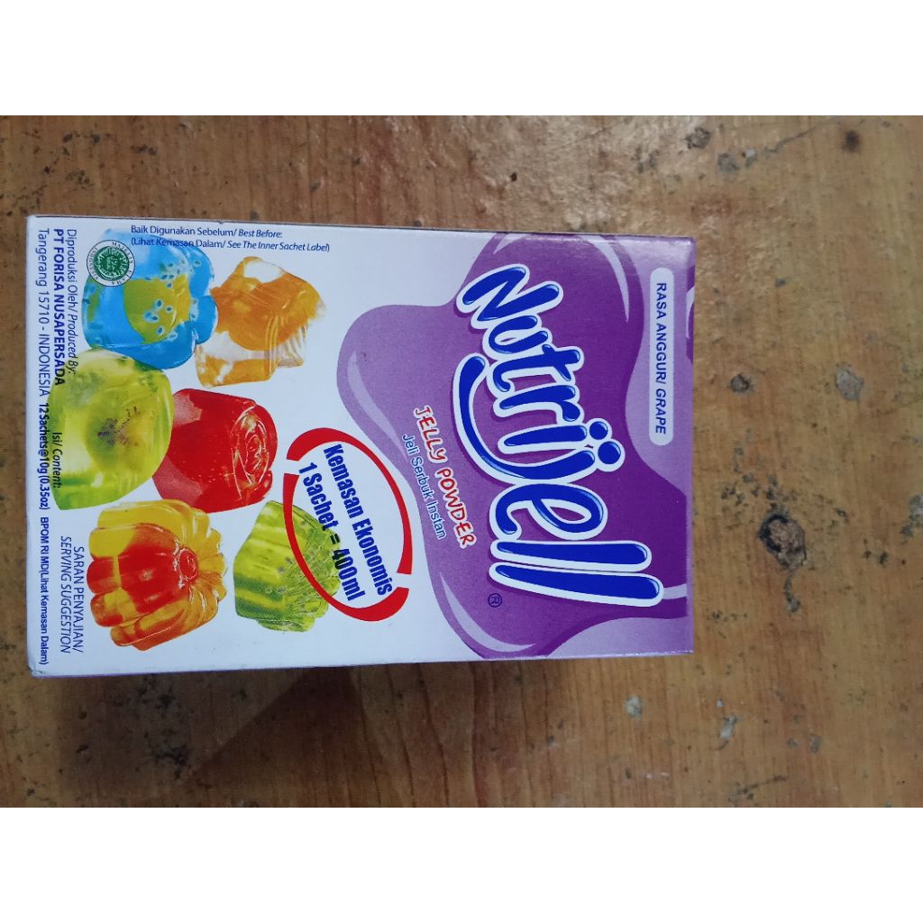 

nutrijel jeli makanan siap saji rasa angur 1bok isi 12pcs