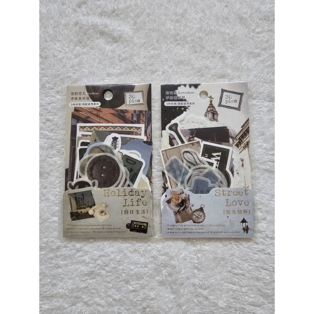 

(Baca Deskripsi) Holiday Life & Street Love Memo Flakes / Cardlover Journal Deco Pack