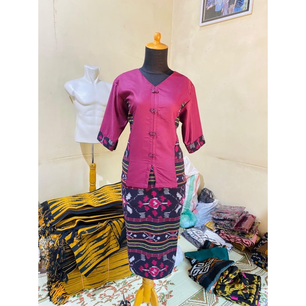 baju setelan rok blus tenun