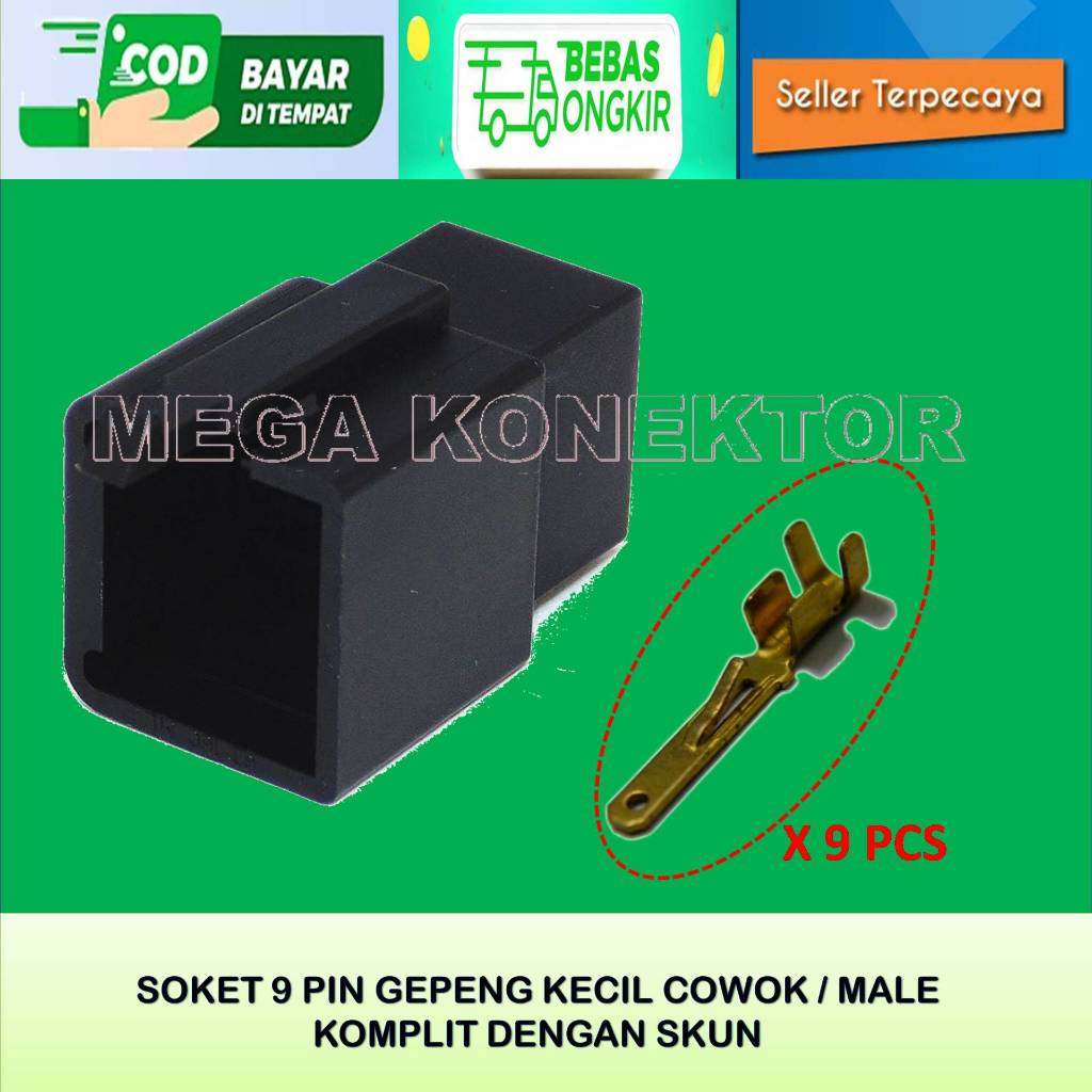 SOKET KABEL MOTOR 9 PIN KECIL  MALE HITAM-SOKET –SOKET KABEL–9 PIN- SOKET - SOKET KABEL 9 PIN NYLON