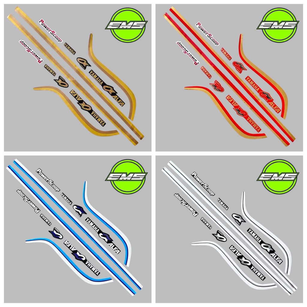 Striping Stiker Yamaha v100/Alfa Alfa 100 power scoop 1988 Fullset Berkualitas