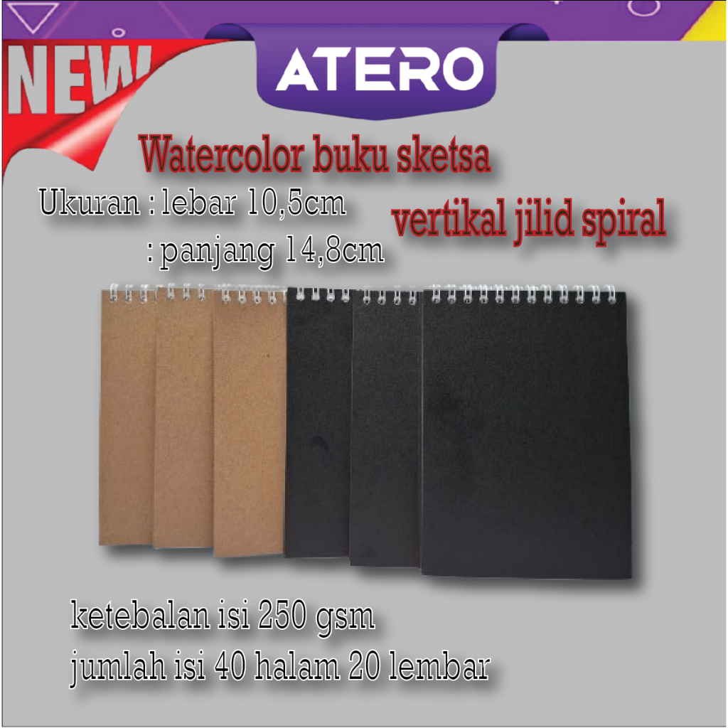 

Atero Sketchbook Watercolor Buku Gambar Sketsa Tebal 250 gsm Ukuran A6